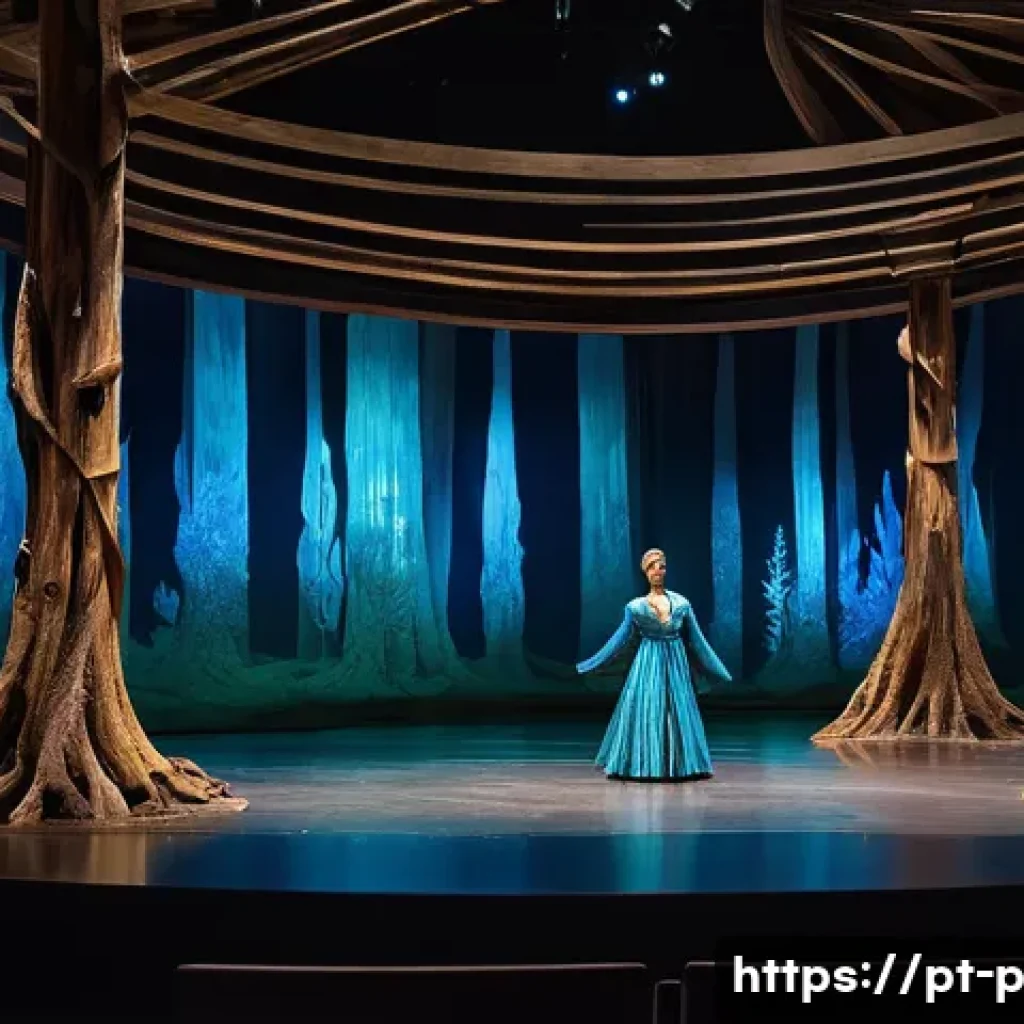 공연 무대 디자인 - **"A breathtaking theatrical stage design, where the set itself is a dynamic character. Envision lar...